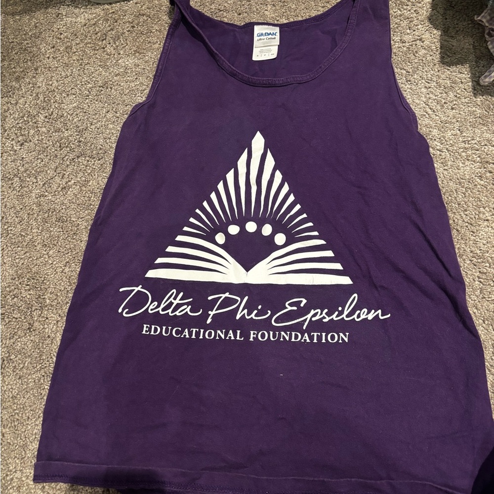 Gildan Purple Tank Top with White Logo